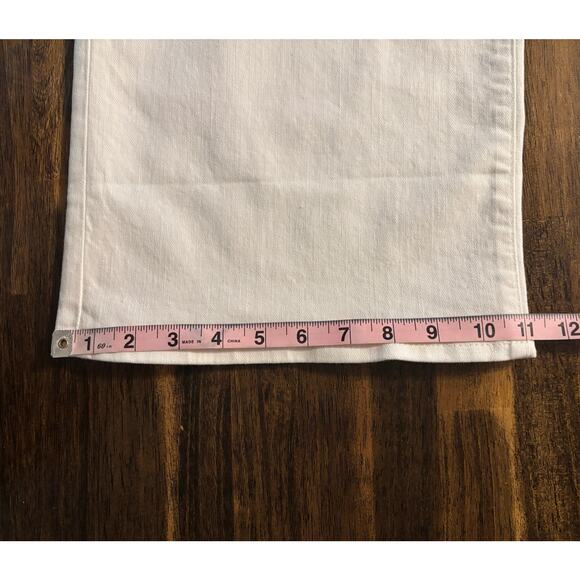 J Crew Women's 33 (36 x 30) Jean Slim Wide Leg Full Length White Denim High Rise - Picture 13 of 14